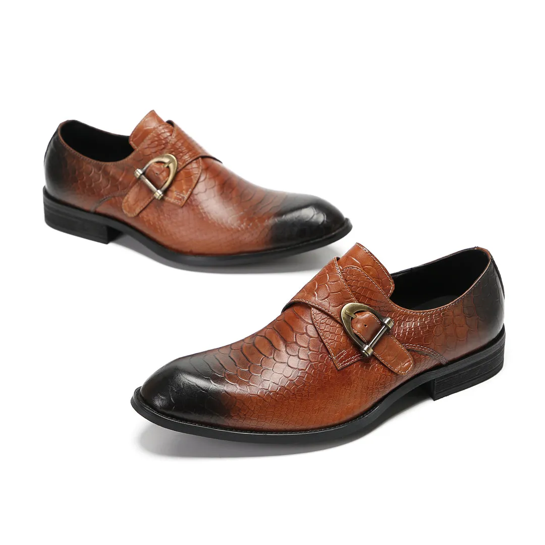 Brown buckle men's business dress shoes