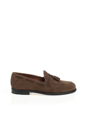 Brown Men's Suede Tassel Loafers