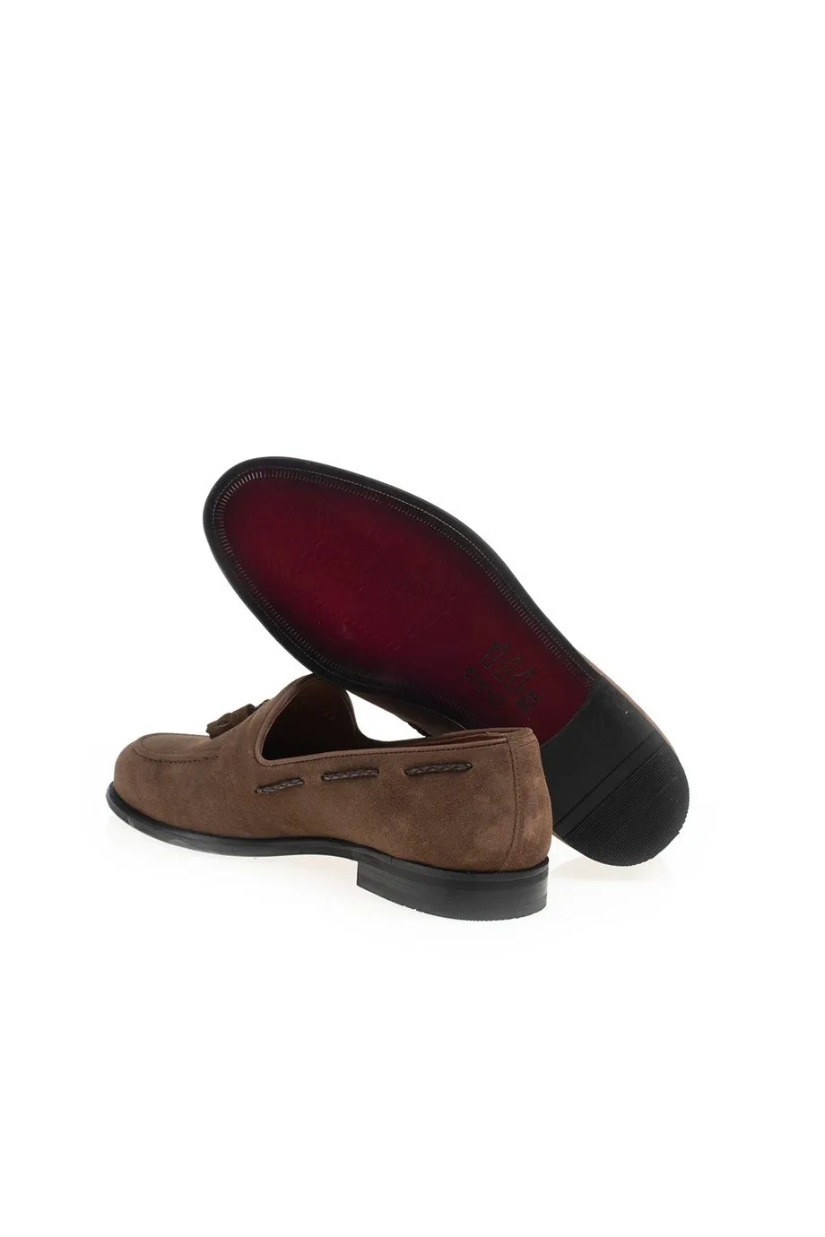 Brown Men's Suede Tassel Loafers