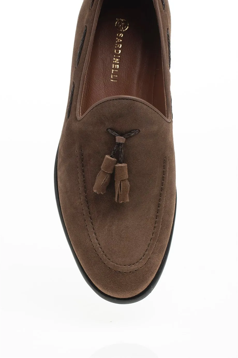 Brown Men's Suede Tassel Loafers
