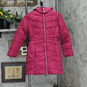 Calvin Klein Jeans Girls Long Quilted Puffer Parka Jacket Red Pink M