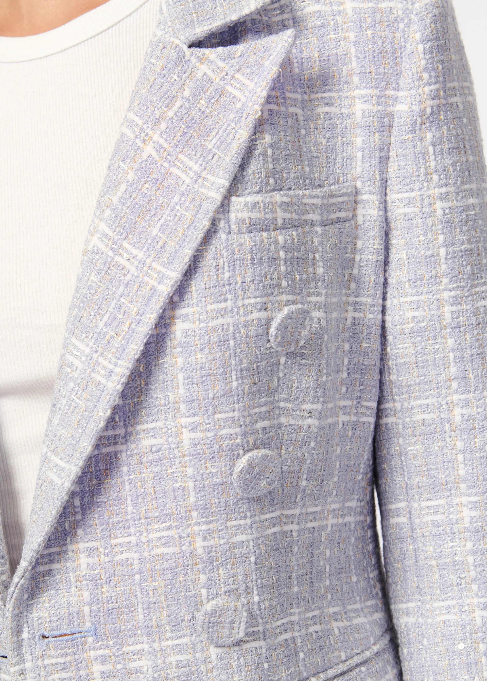 Cami NYC Bruna Tweed Blazer White/ Delphinium