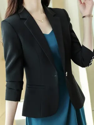 Casual, slim-fit, long-sleeved office blazer - Stylish design for modern women