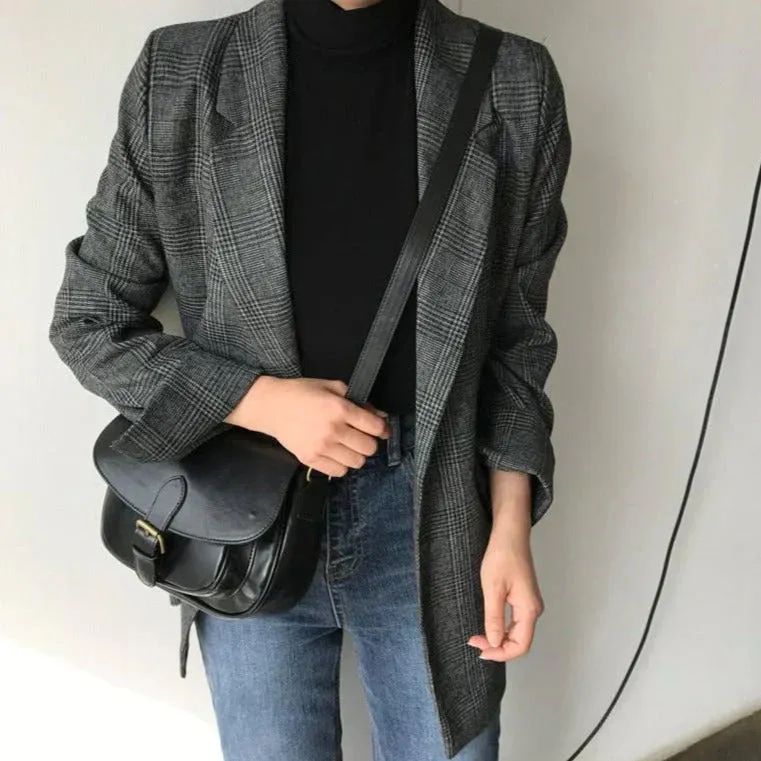 Checked Blazer Jacket - Flina