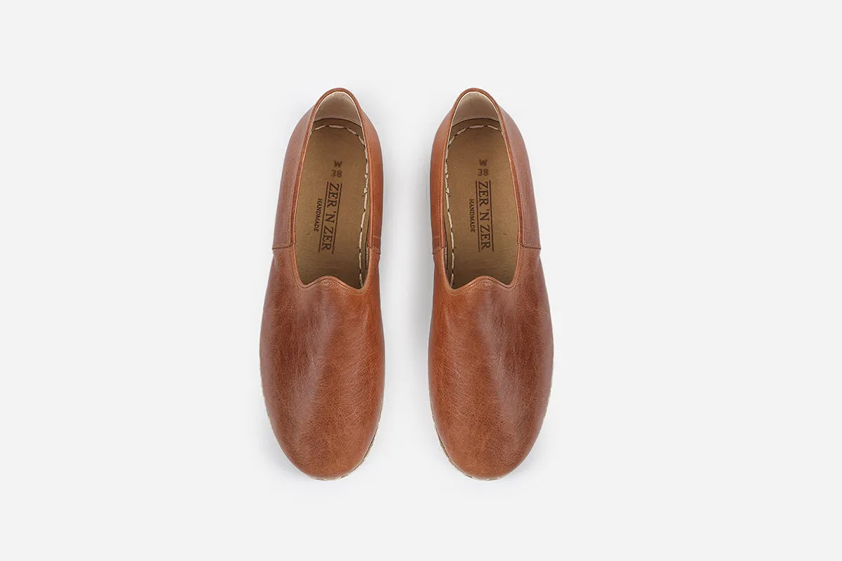 Chestnut Handmade Leather Loafers (Women's)