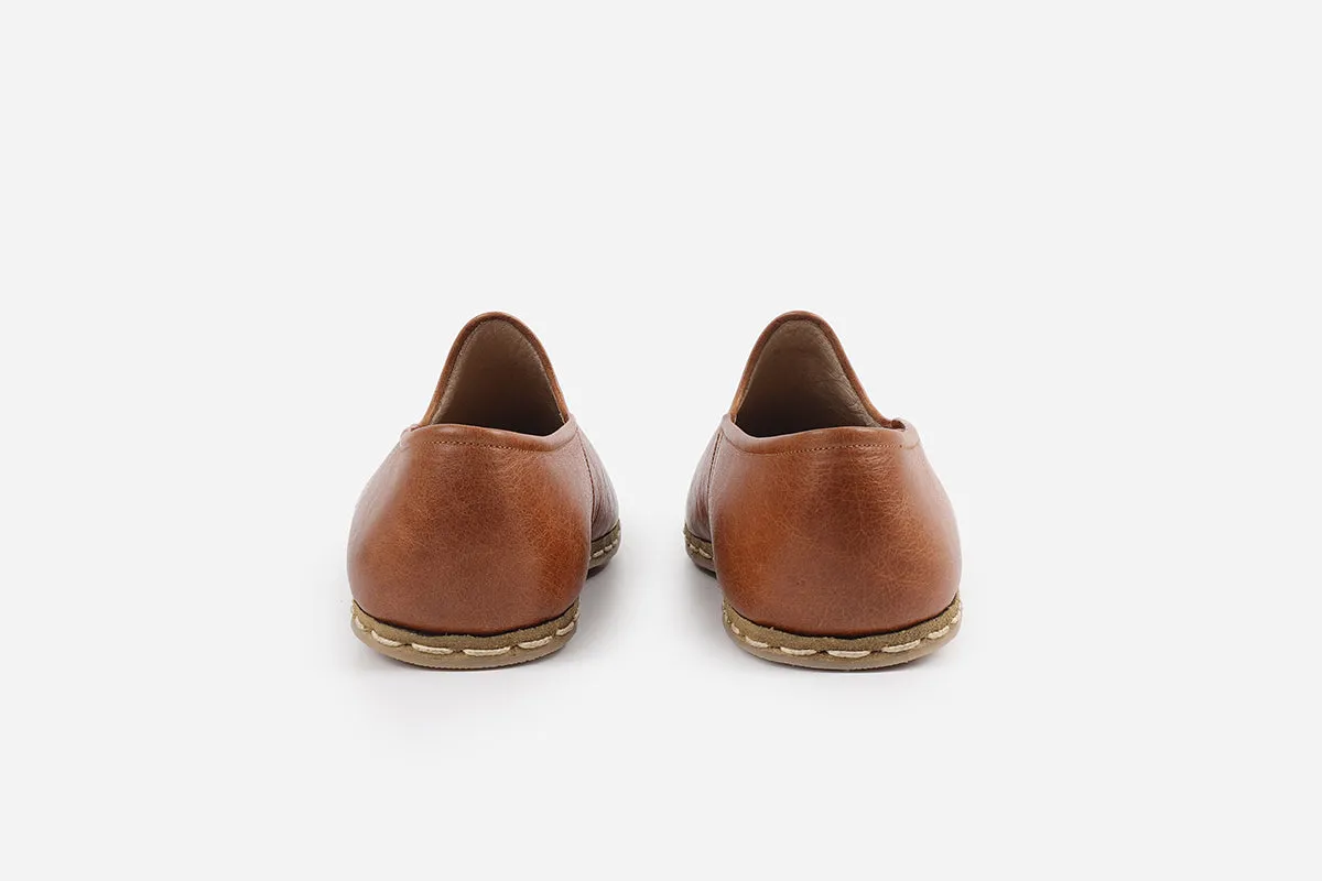 Chestnut Handmade Leather Loafers (Women's)
