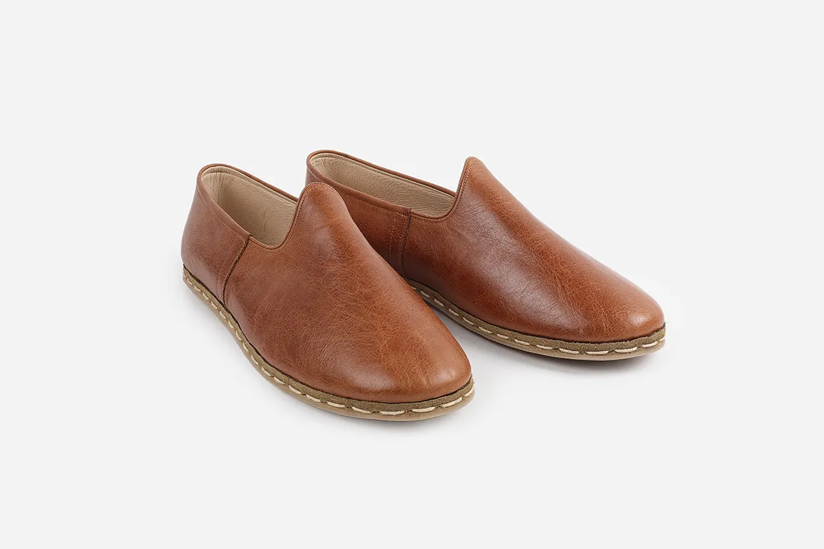 Chestnut Handmade Leather Loafers (Women's)
