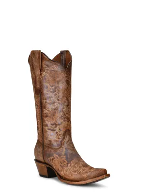 Circle G Ladies Brown Embroidery Snip Toe Boot