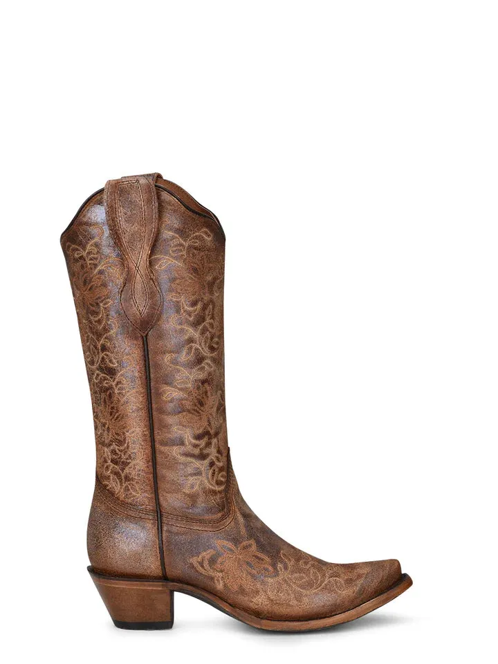 Circle G Ladies Brown Embroidery Snip Toe Boot