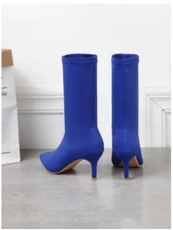 Classic Point-Toe Blue Boots