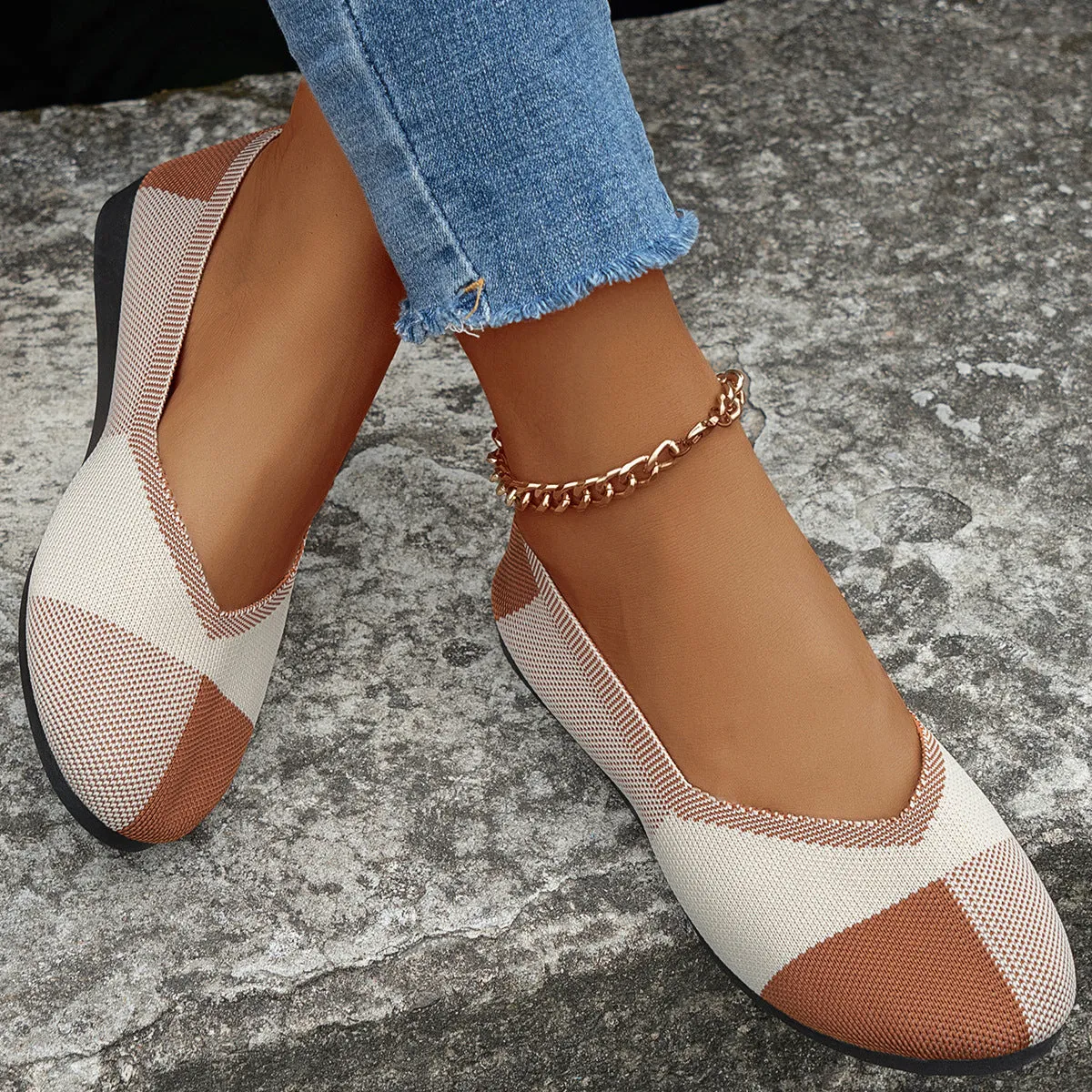 Colorblock Breathable Flats