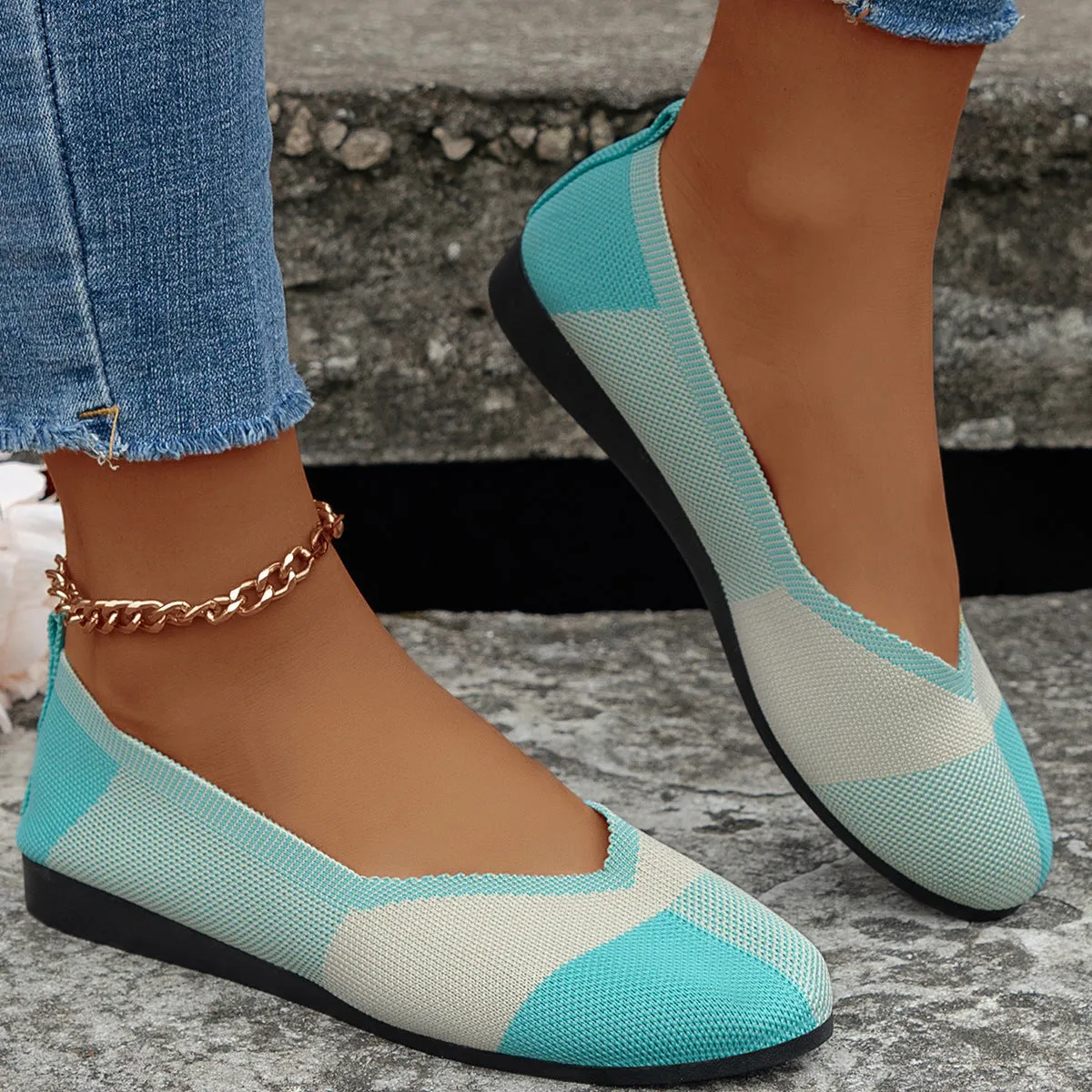 Colorblock Breathable Flats