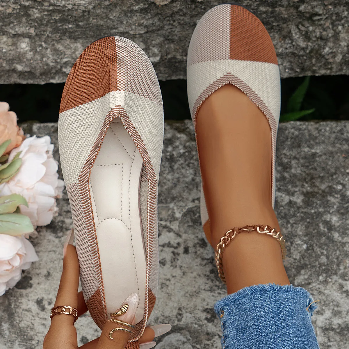Colorblock Breathable Flats
