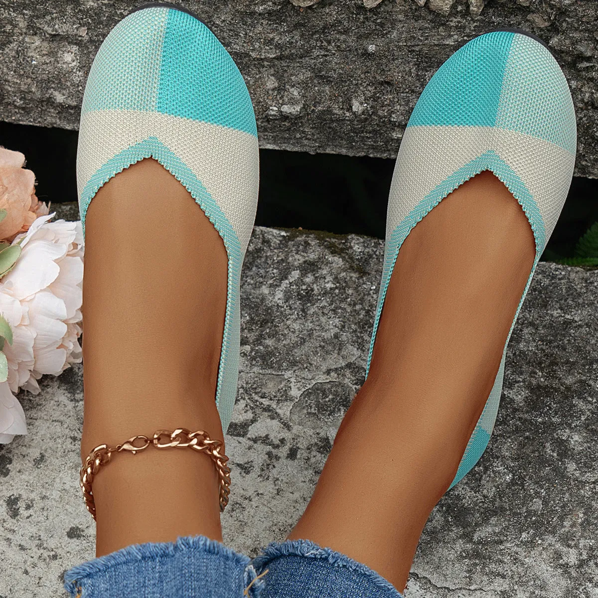 Colorblock Breathable Flats