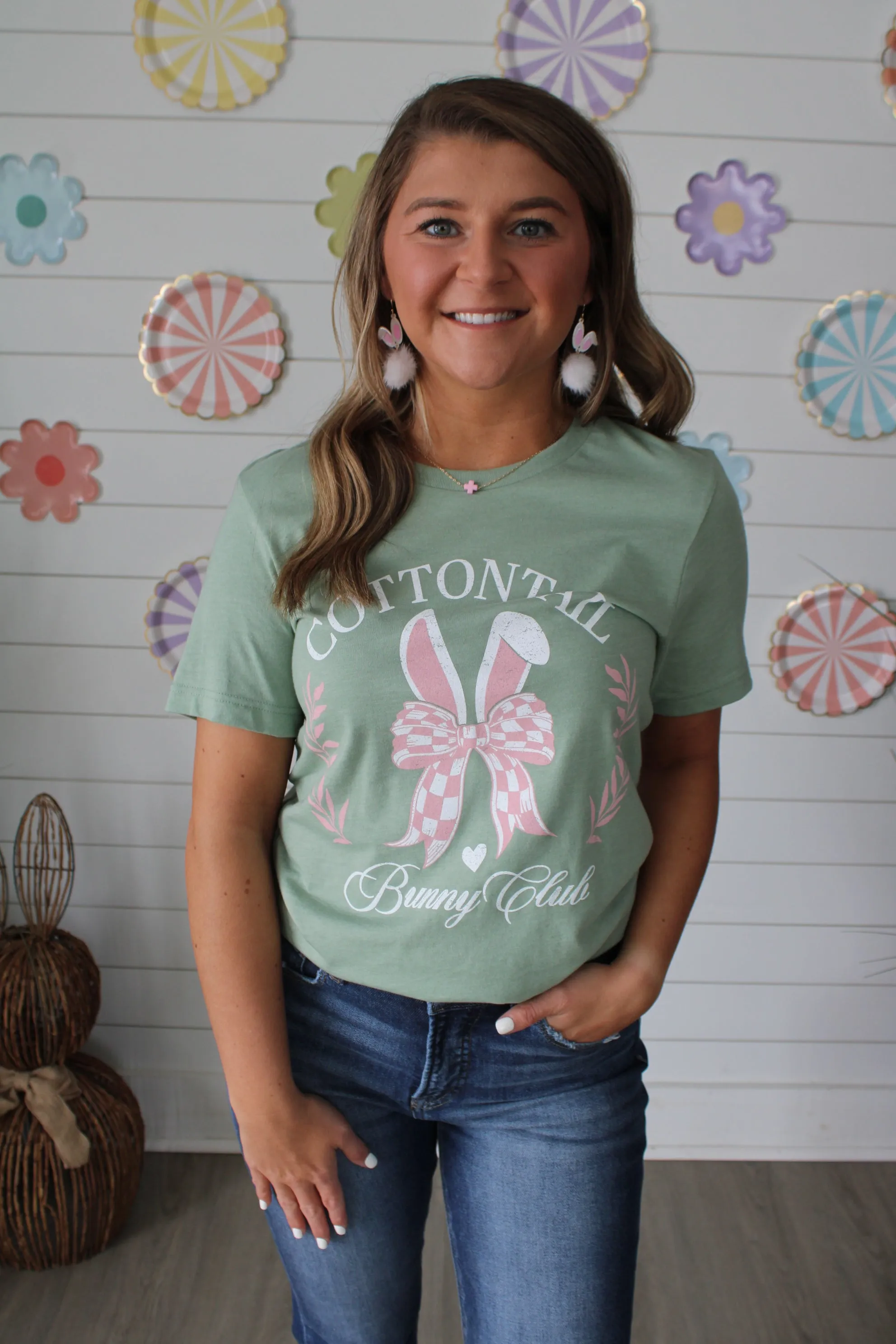 Cottontail Bunny Club Graphic Tee • Sage