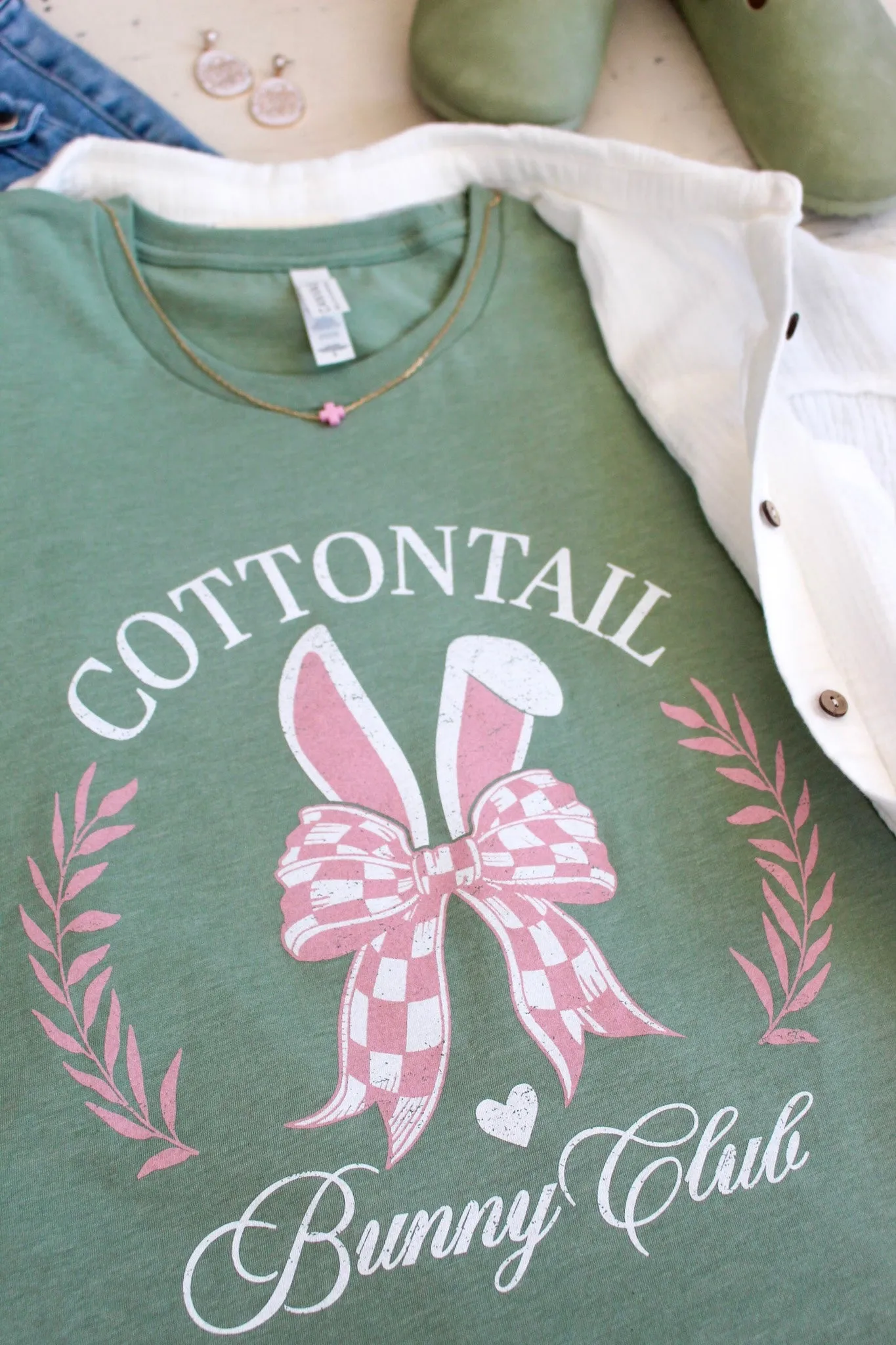 Cottontail Bunny Club Graphic Tee • Sage