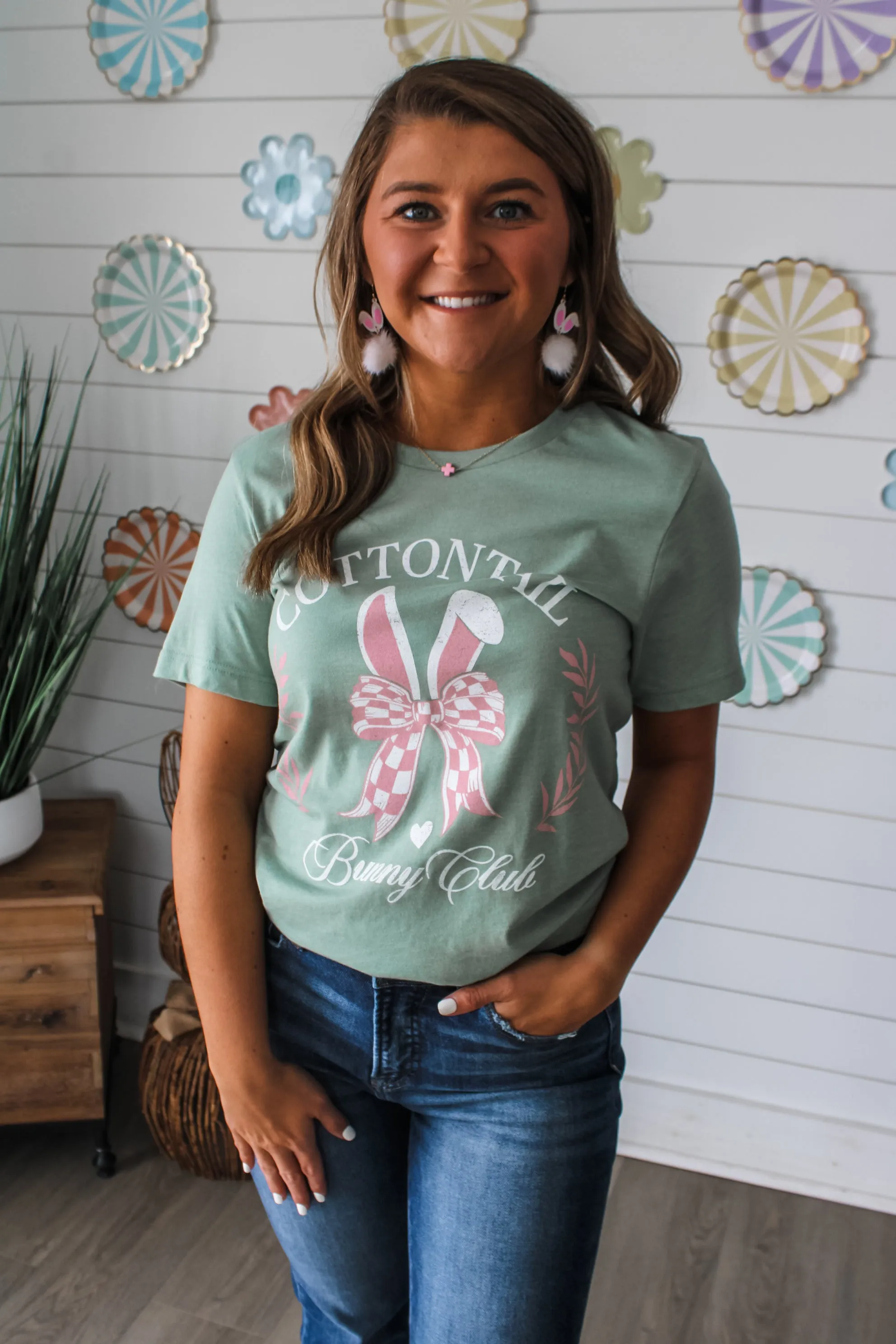 Cottontail Bunny Club Graphic Tee • Sage