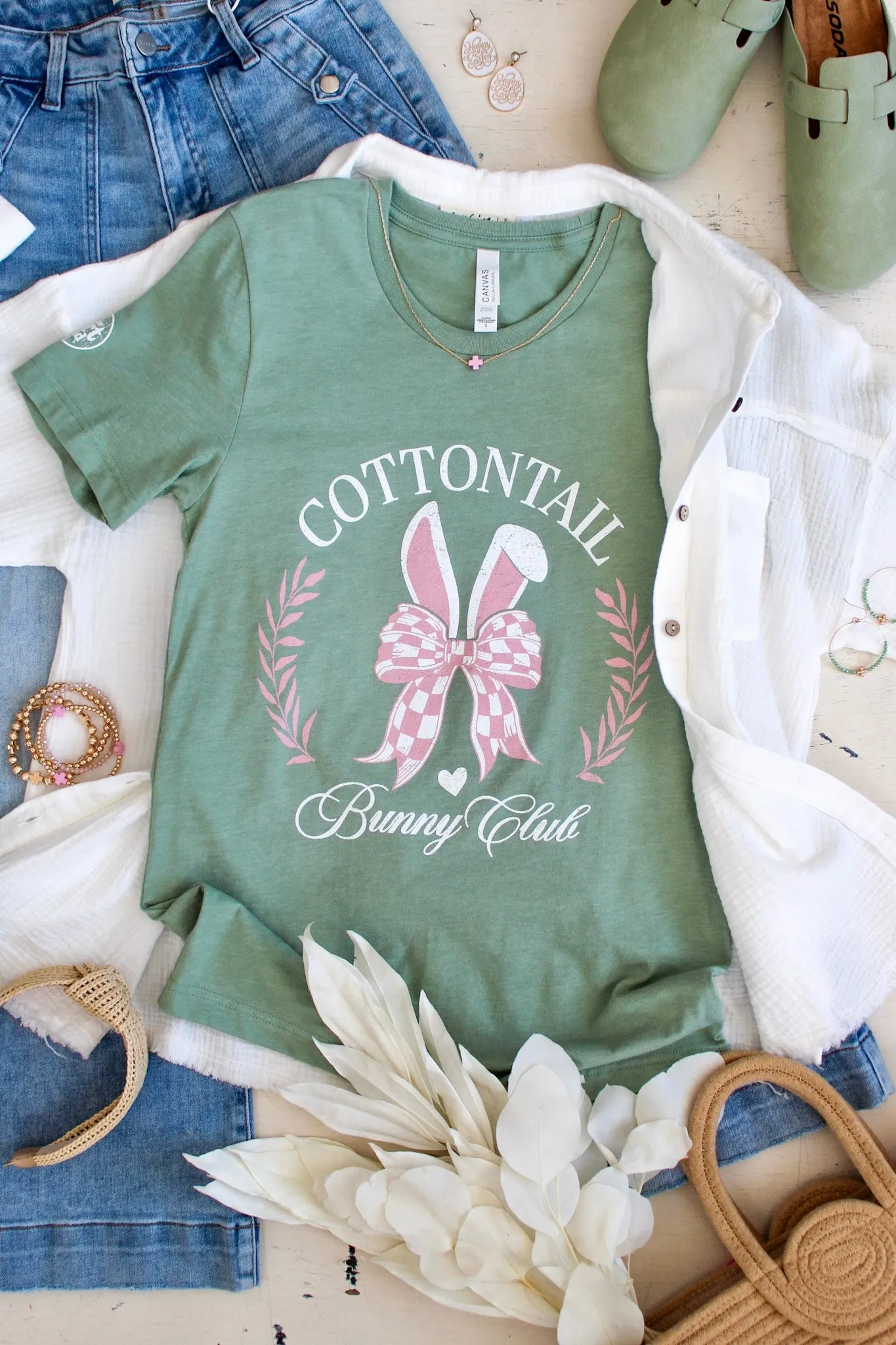 Cottontail Bunny Club Graphic Tee • Sage