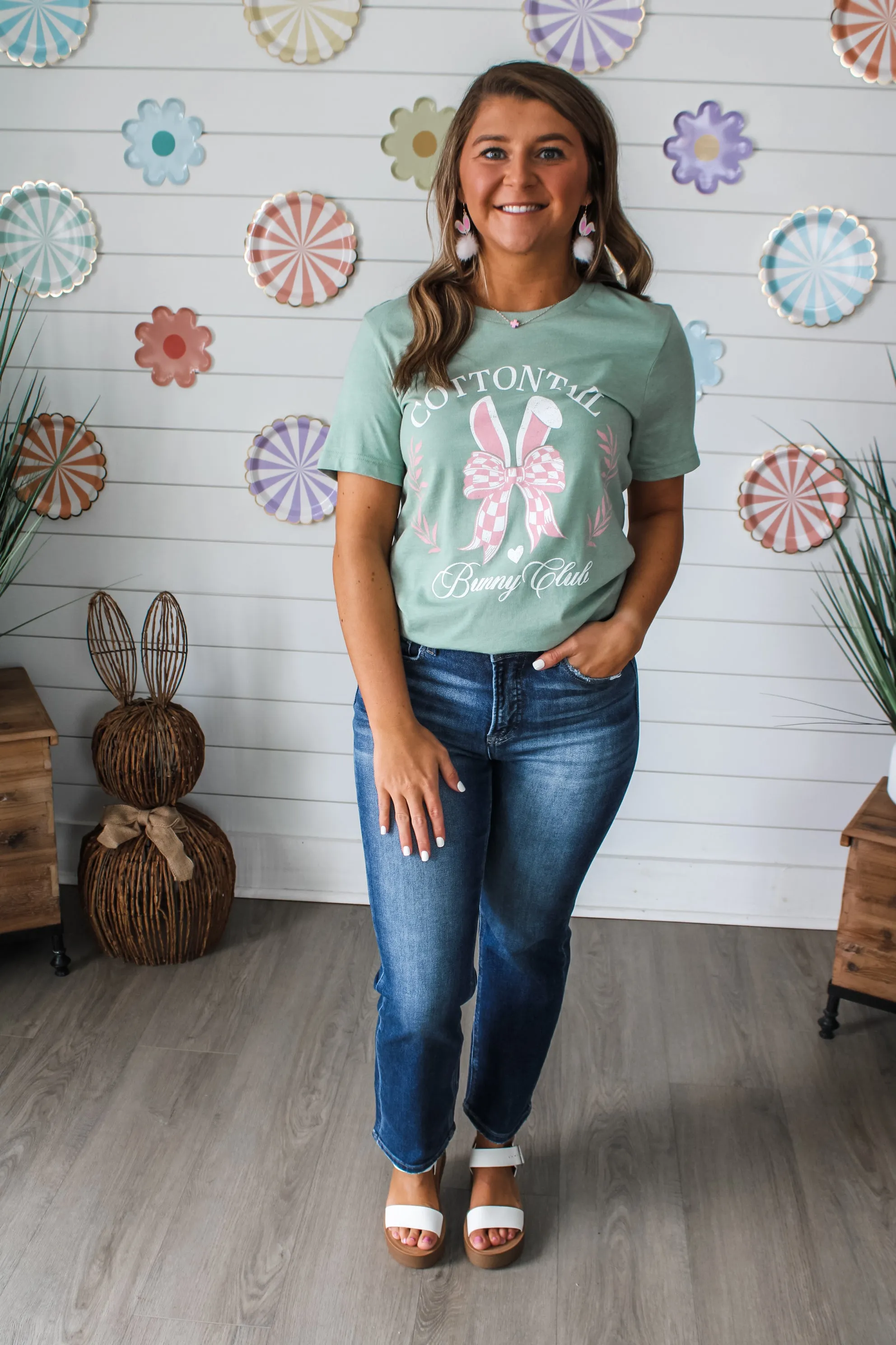 Cottontail Bunny Club Graphic Tee • Sage