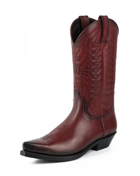 Cowboy Boots Women and Men Handcrafted Dark Red Leather 1920-476 Texanas