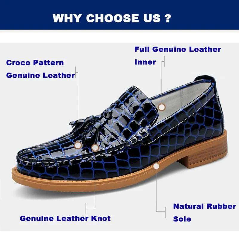 Crocodile Pattern Genuine Leather Moccasins In 2 Colors!