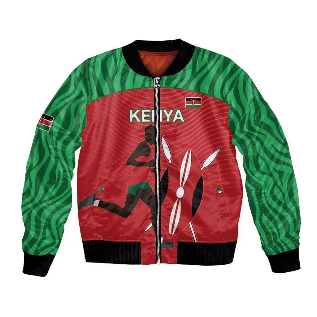 Custom Afro Athletics Kenya Bomber Jacket Kenyan Runner - Maasai Shield LT15
