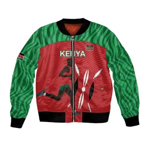 Custom Afro Athletics Kenya Bomber Jacket Kenyan Runner - Maasai Shield LT15