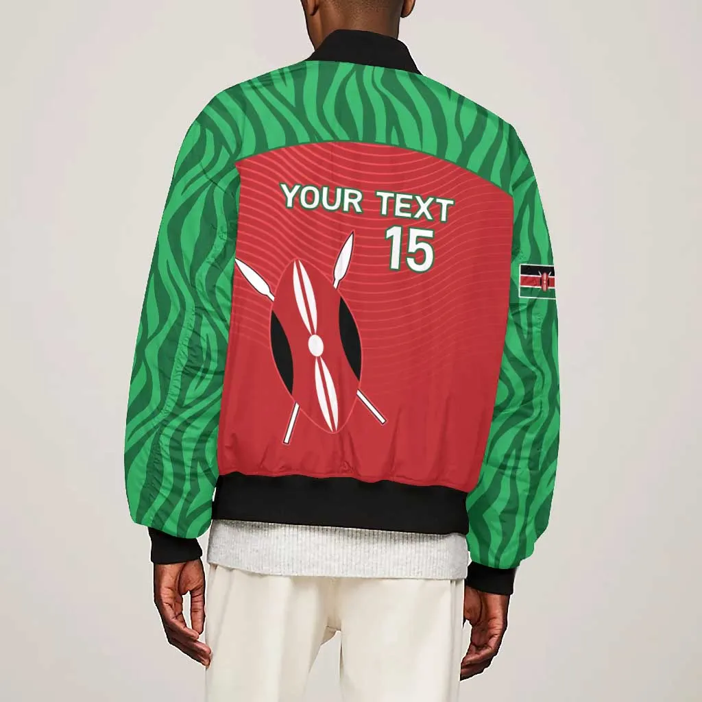 Custom Afro Athletics Kenya Bomber Jacket Kenyan Runner - Maasai Shield LT15