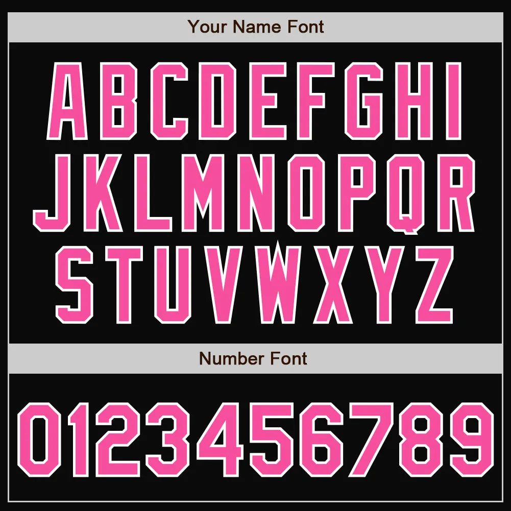 Custom Black Pink-White Bomber Full-Snap Varsity Letterman Jacket