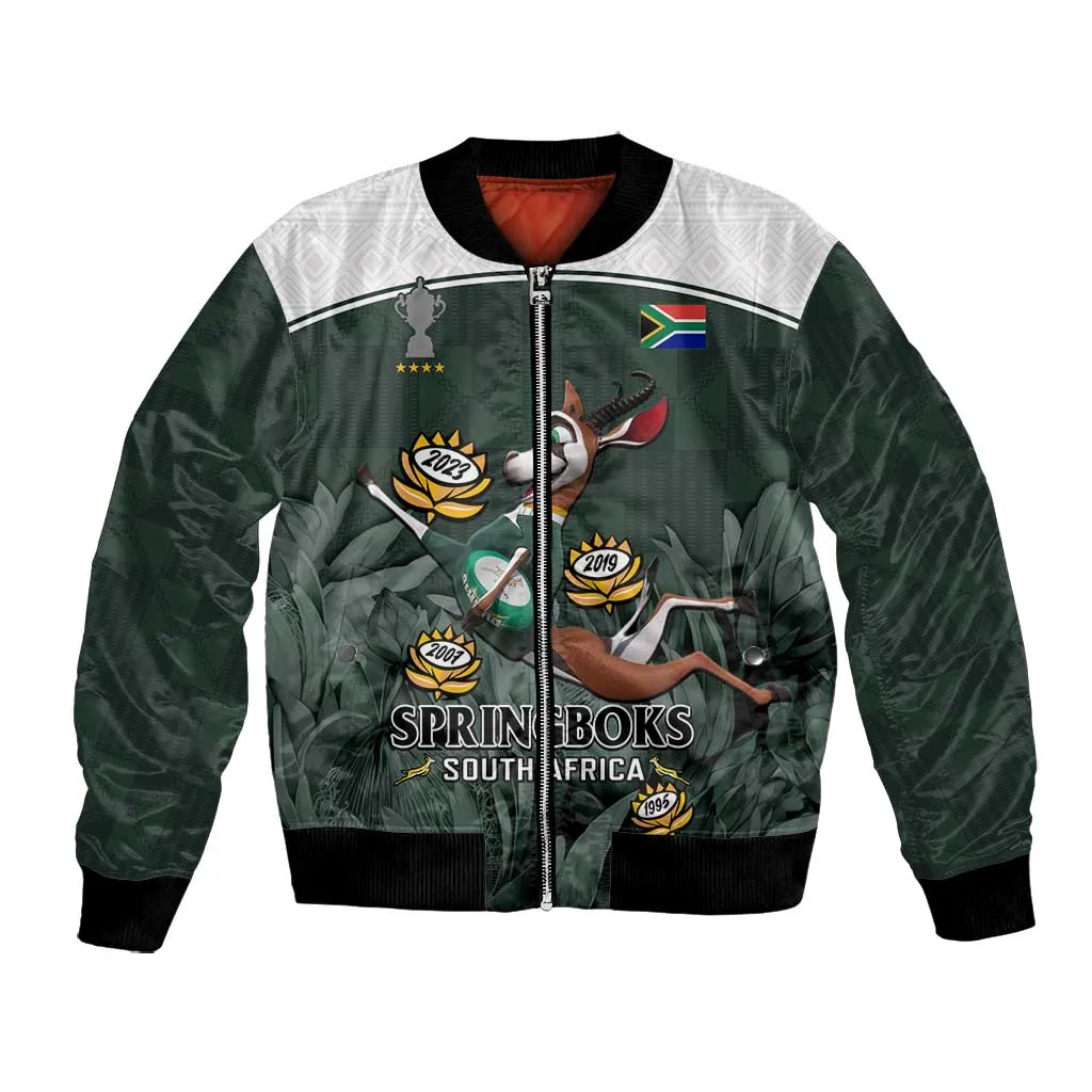 Custom South Africa Rugby Bomber Jacket Springboks 4th Champions World Cup Proud Bokke LT14