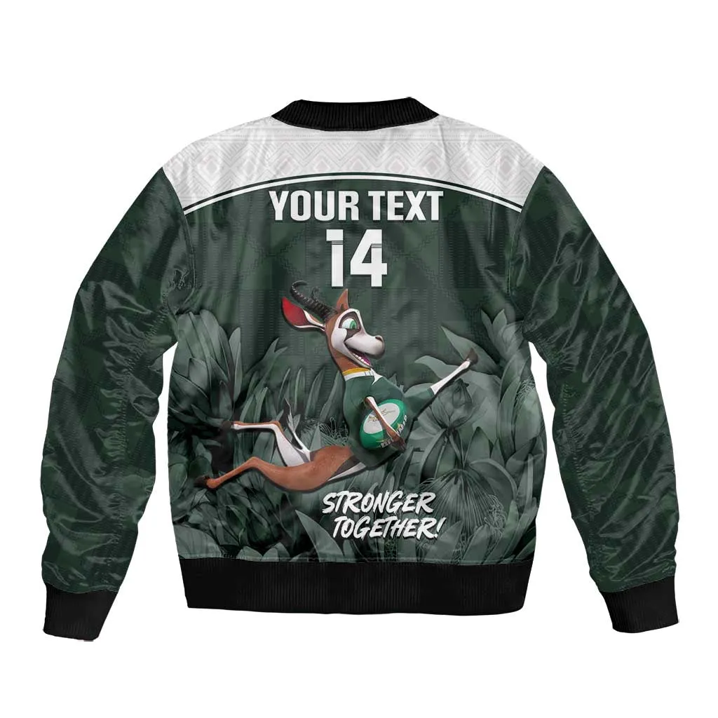 Custom South Africa Rugby Bomber Jacket Springboks 4th Champions World Cup Proud Bokke LT14