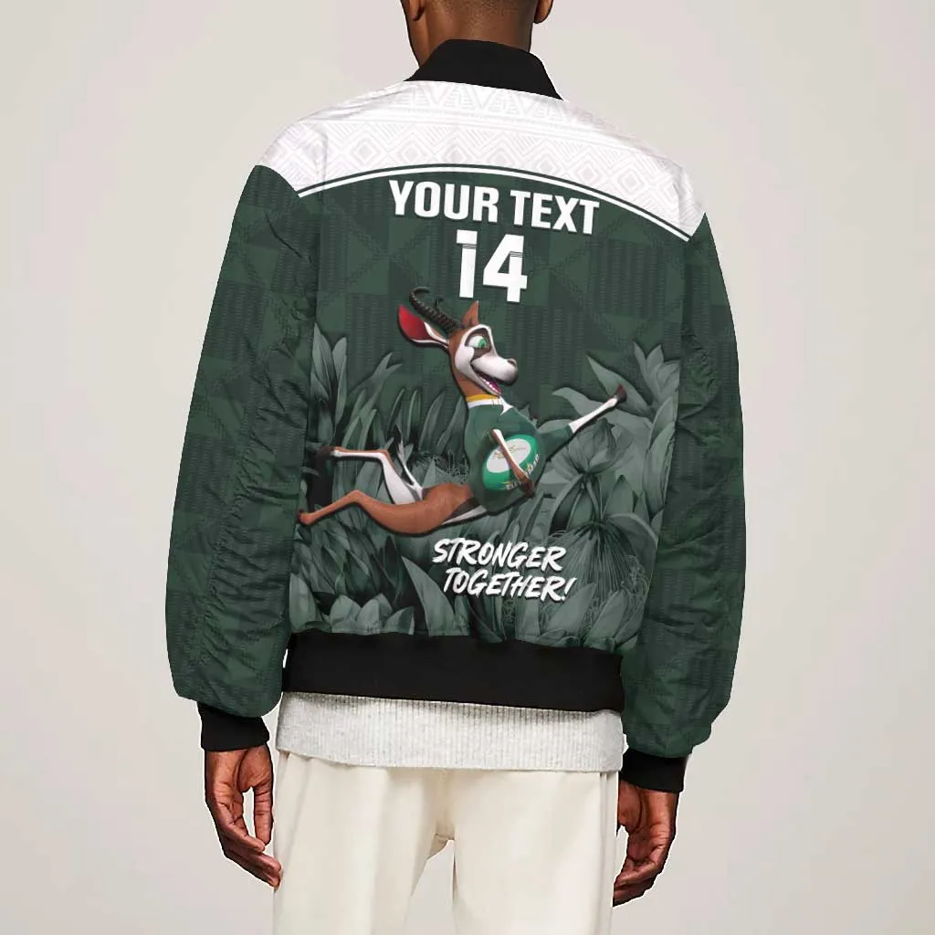 Custom South Africa Rugby Bomber Jacket Springboks 4th Champions World Cup Proud Bokke LT14