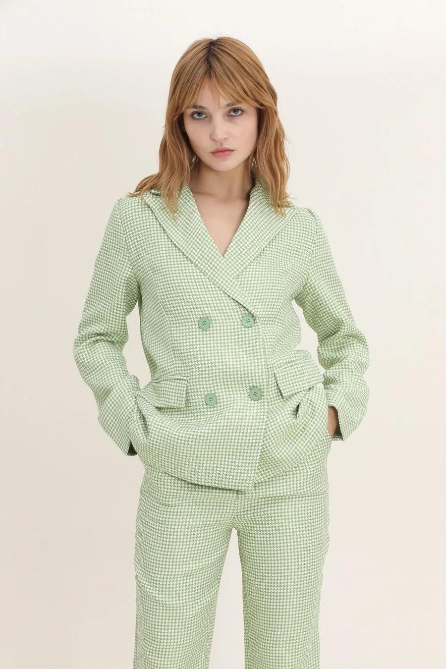D3380 Green Checkered Blazer