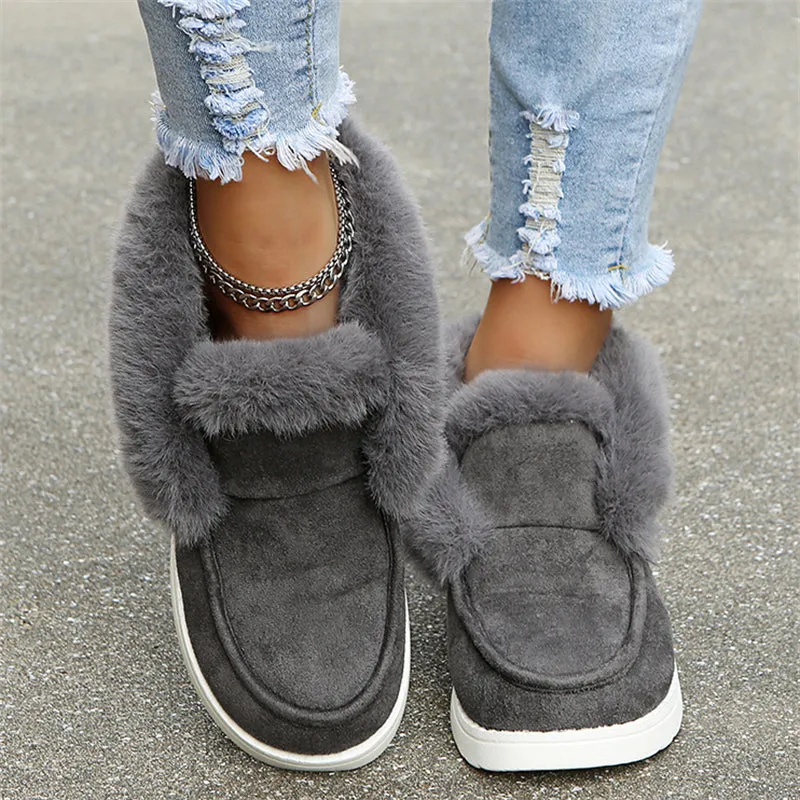 Daily Casual Rubber Outsole Women Warm Plush Loafers