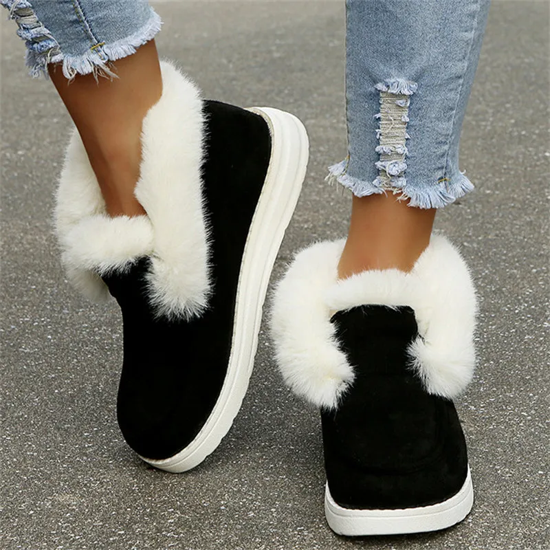 Daily Casual Rubber Outsole Women Warm Plush Loafers