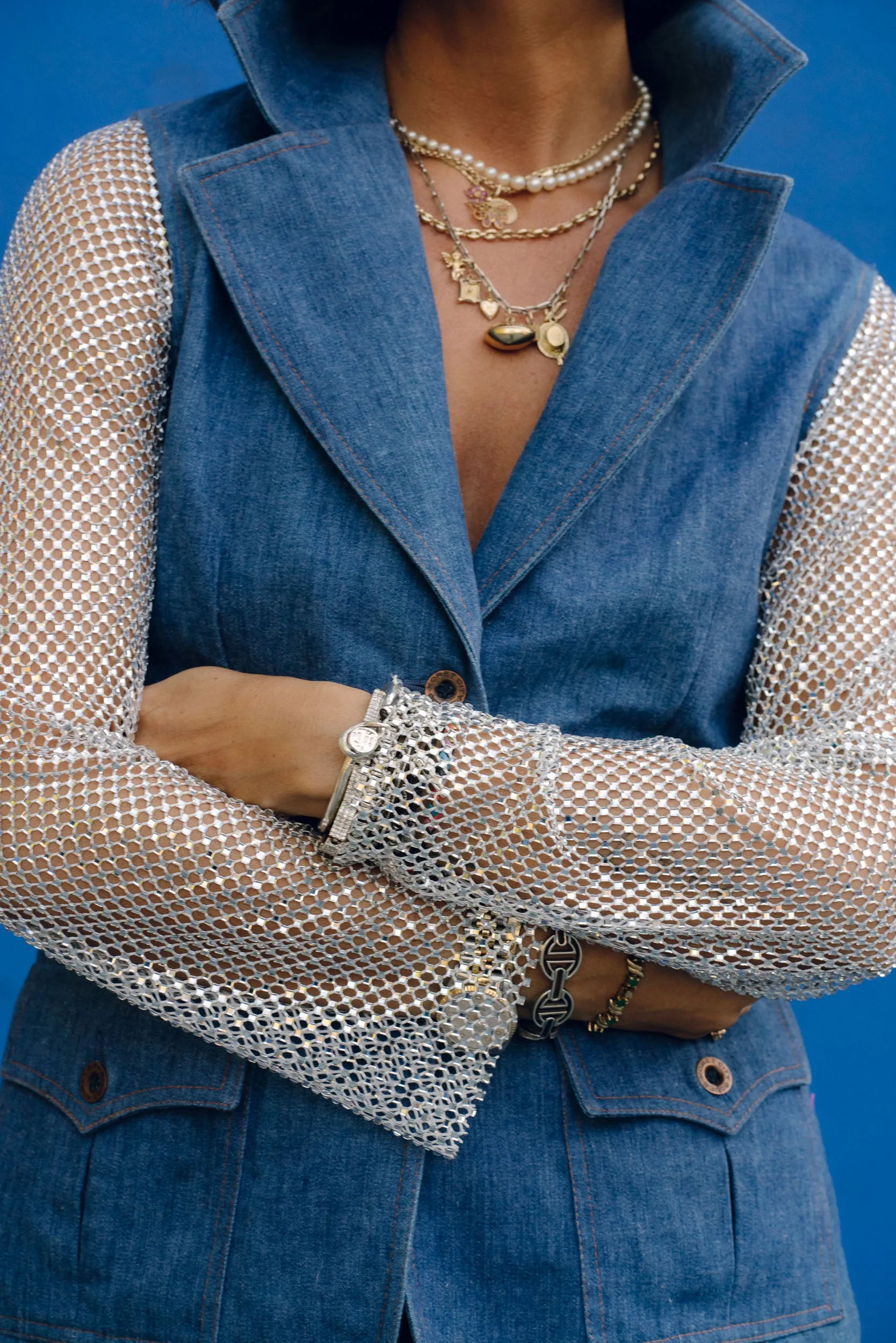 Denim Chainmail Blazer