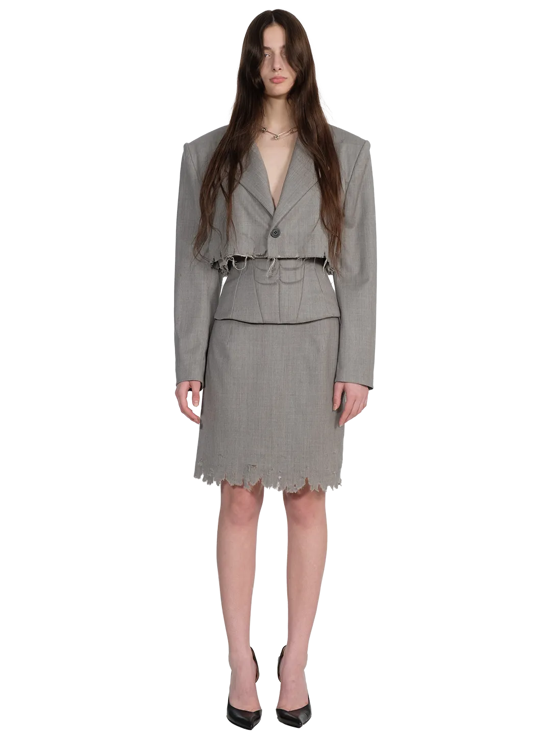 Destroyed Cropped Blazer