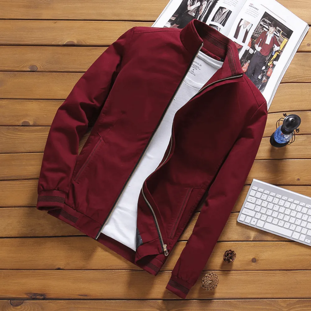 Easy-Going Zip-Up Bomber Jacket for Men