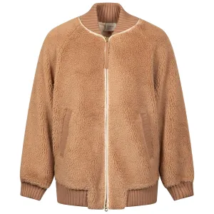 Ella Long Line Sherpa Bomber Jacket Chanterelle