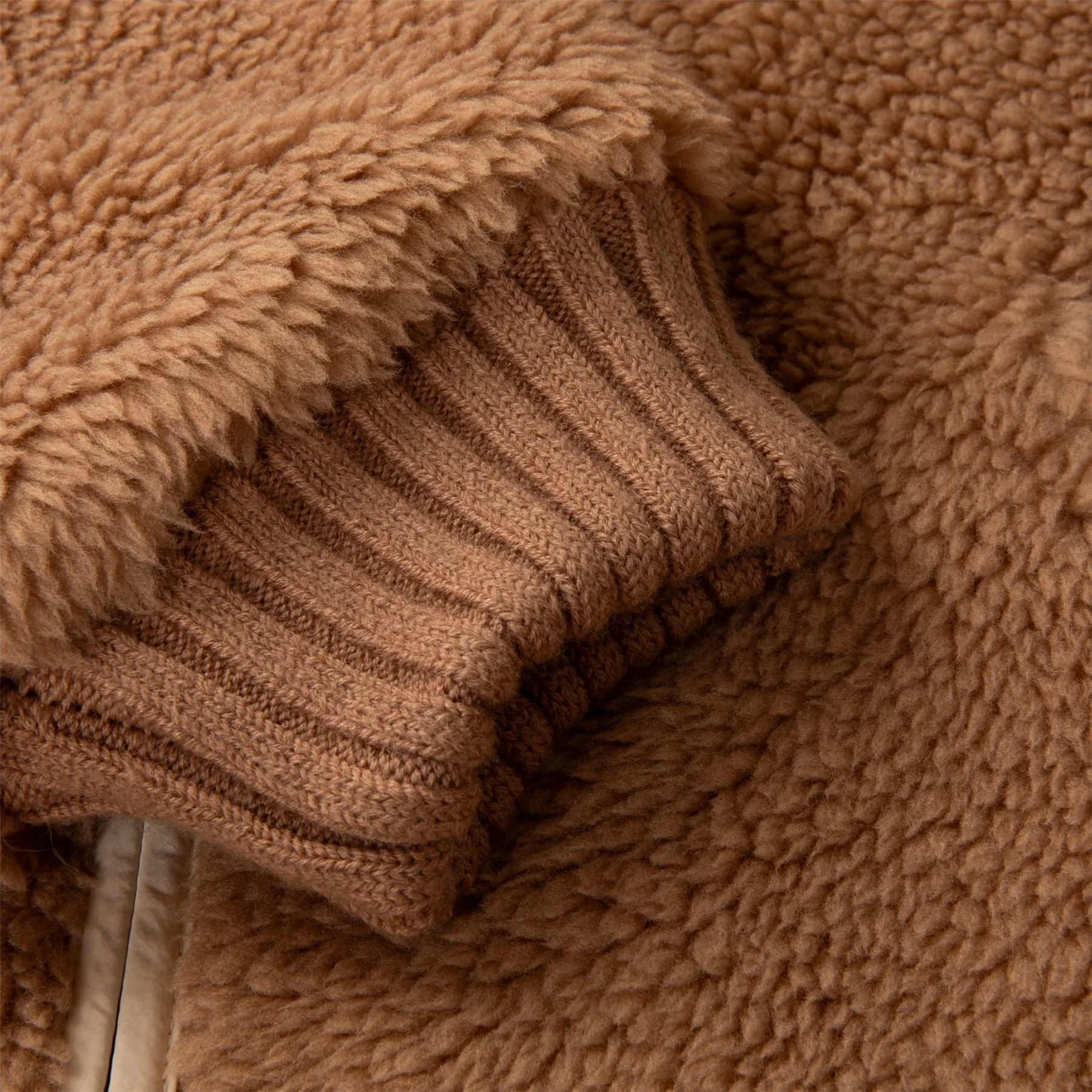 Ella Long Line Sherpa Bomber Jacket Chanterelle