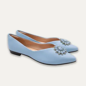 Estela Blue Pointed Toe Flats