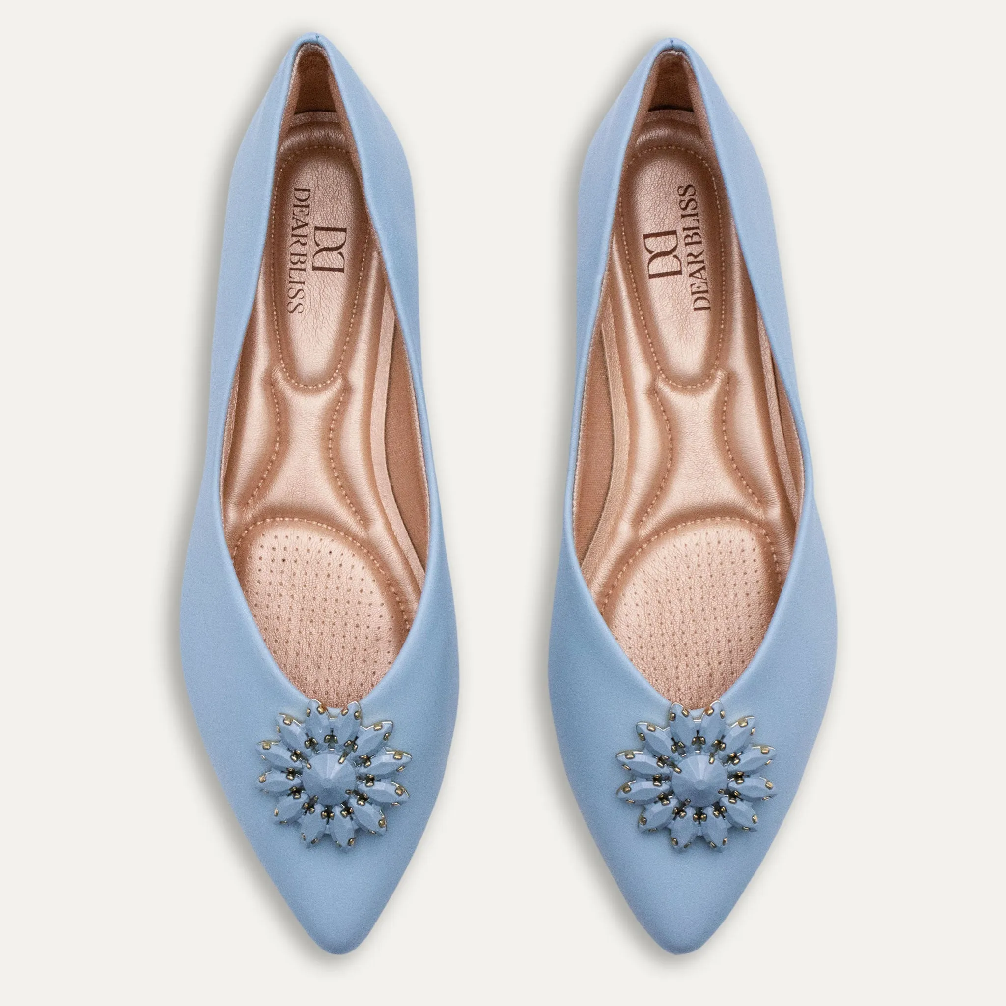 Estela Blue Pointed Toe Flats