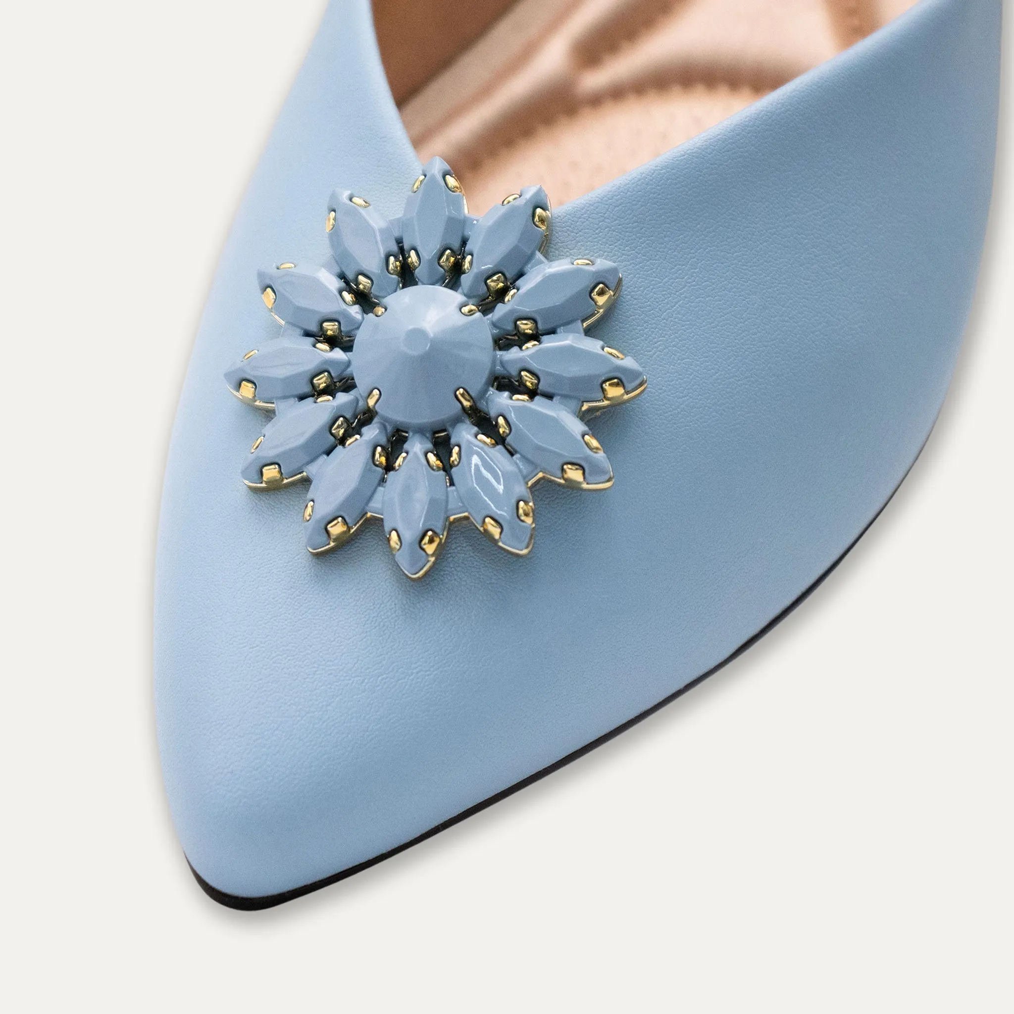 Estela Blue Pointed Toe Flats