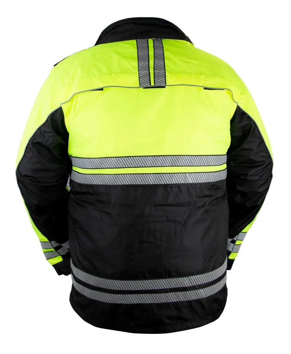 FIRST CLASS HIGH VISIBILITY PARKA WITH REFLECTIVE STRIPING