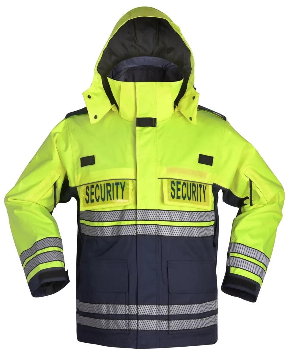 FIRST CLASS HIGH VISIBILITY PARKA WITH REFLECTIVE STRIPING