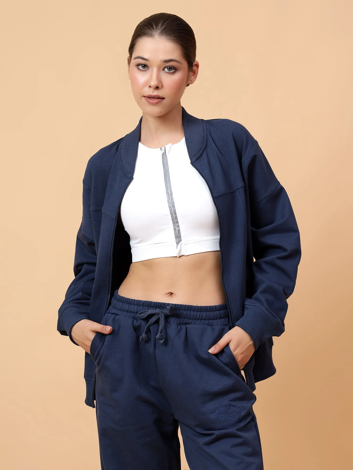Fitkin Women Blue ActiveHeat Bomber Jacket