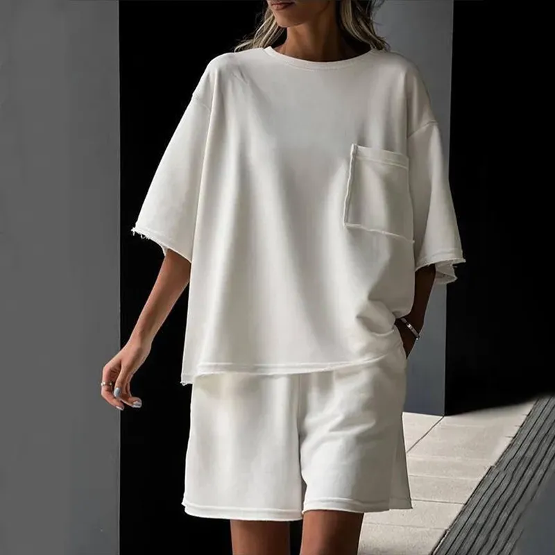 Fizz Oversized Pocket Tee & Raw Hem Shorts Set