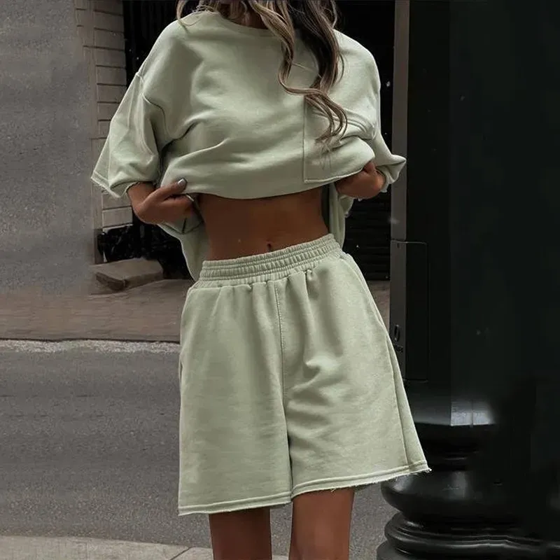 Fizz Oversized Pocket Tee & Raw Hem Shorts Set