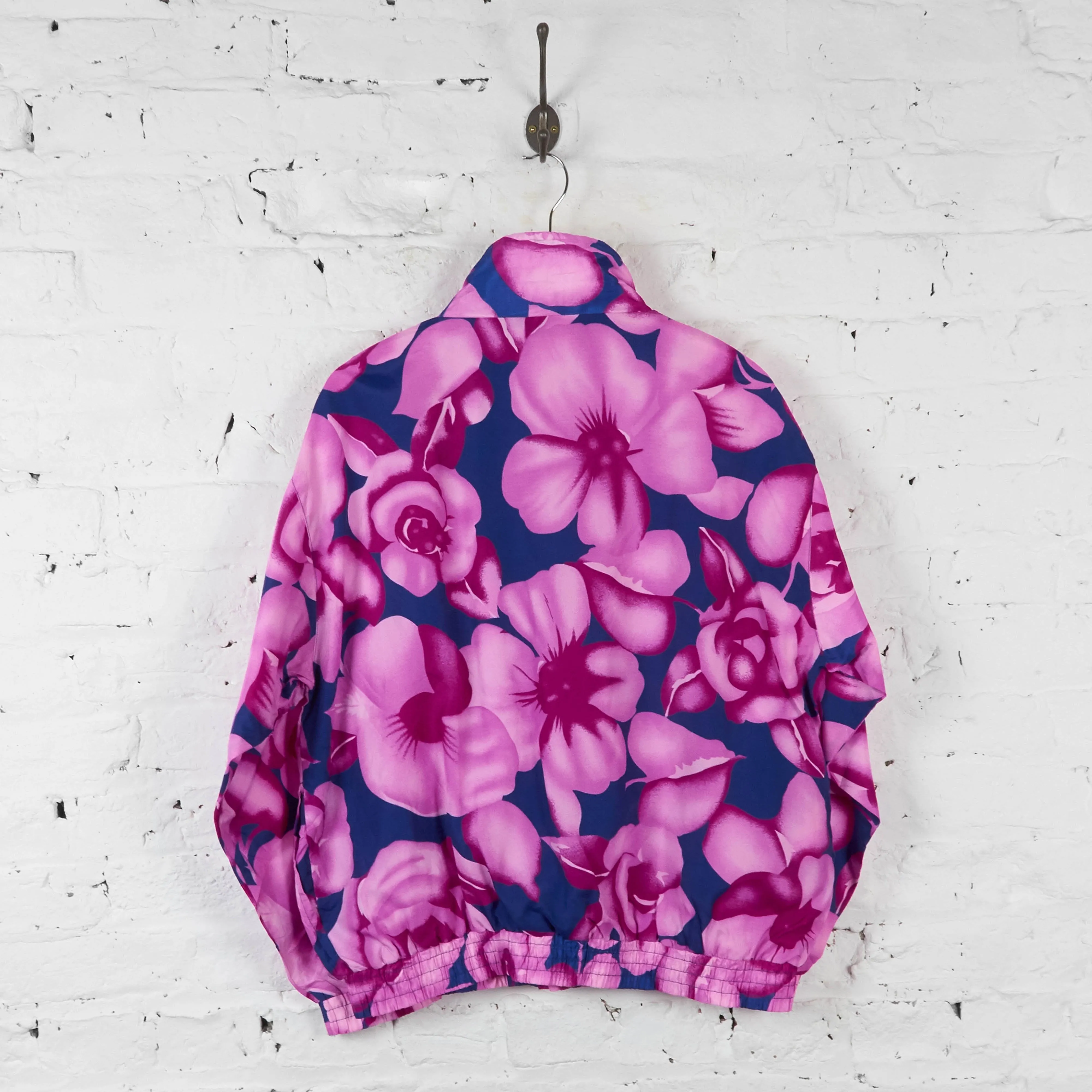 Floral Patterned Bomber Jacket - Purple - L