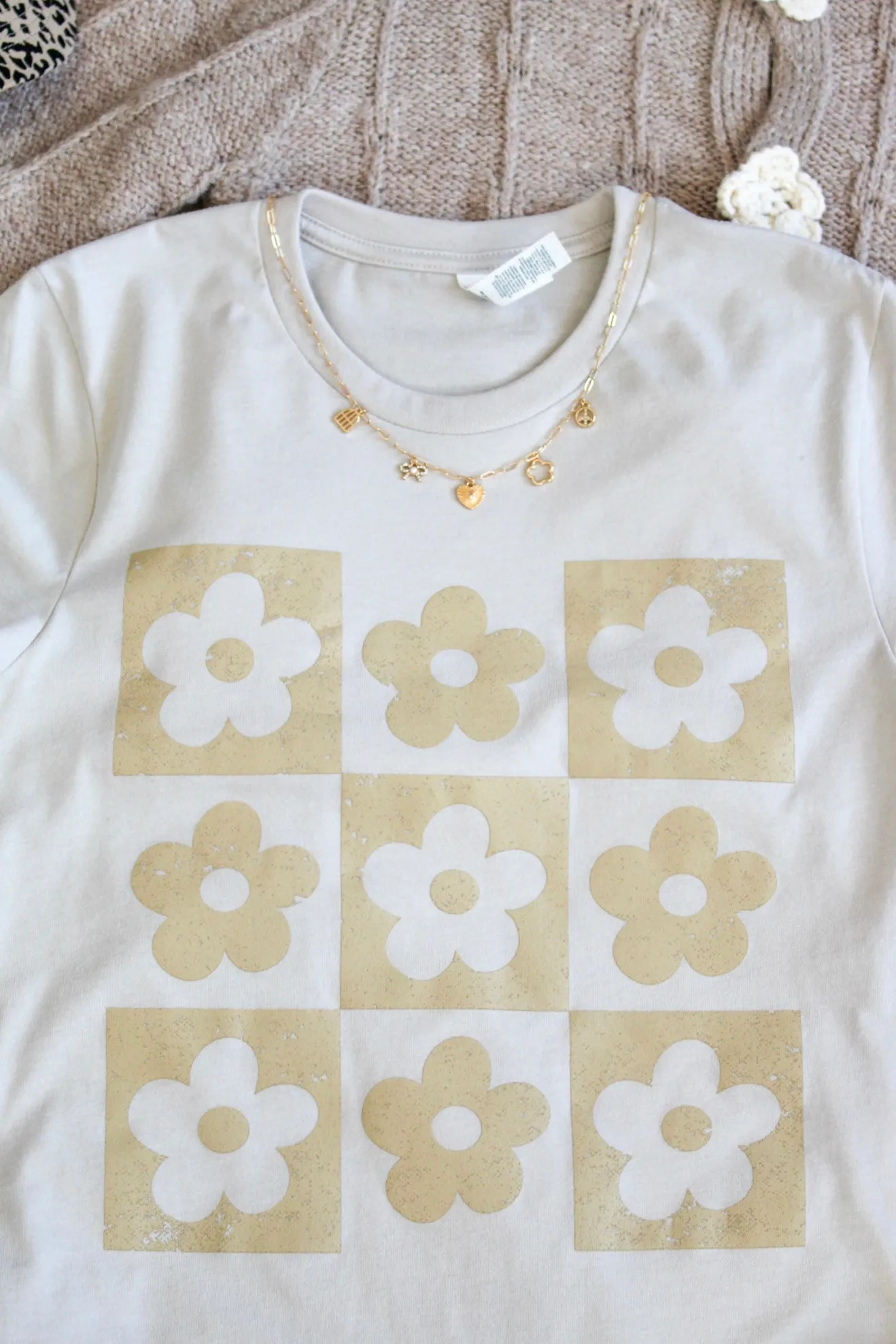 Flower Pop Graphic Tee • Beige